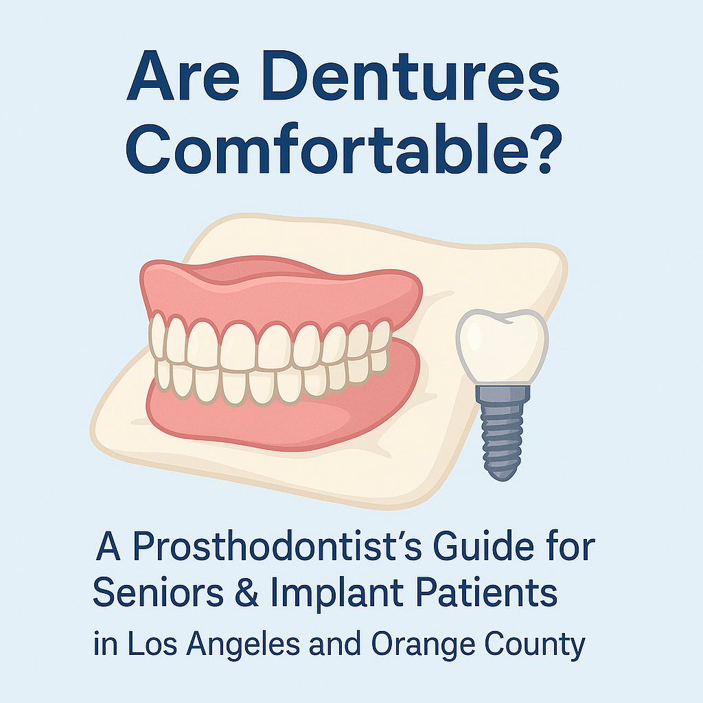 Are Dentures Comfortable? A Prosthodontist’s Guide for Seniors & Implant Patients in Los Angeles and Orange County